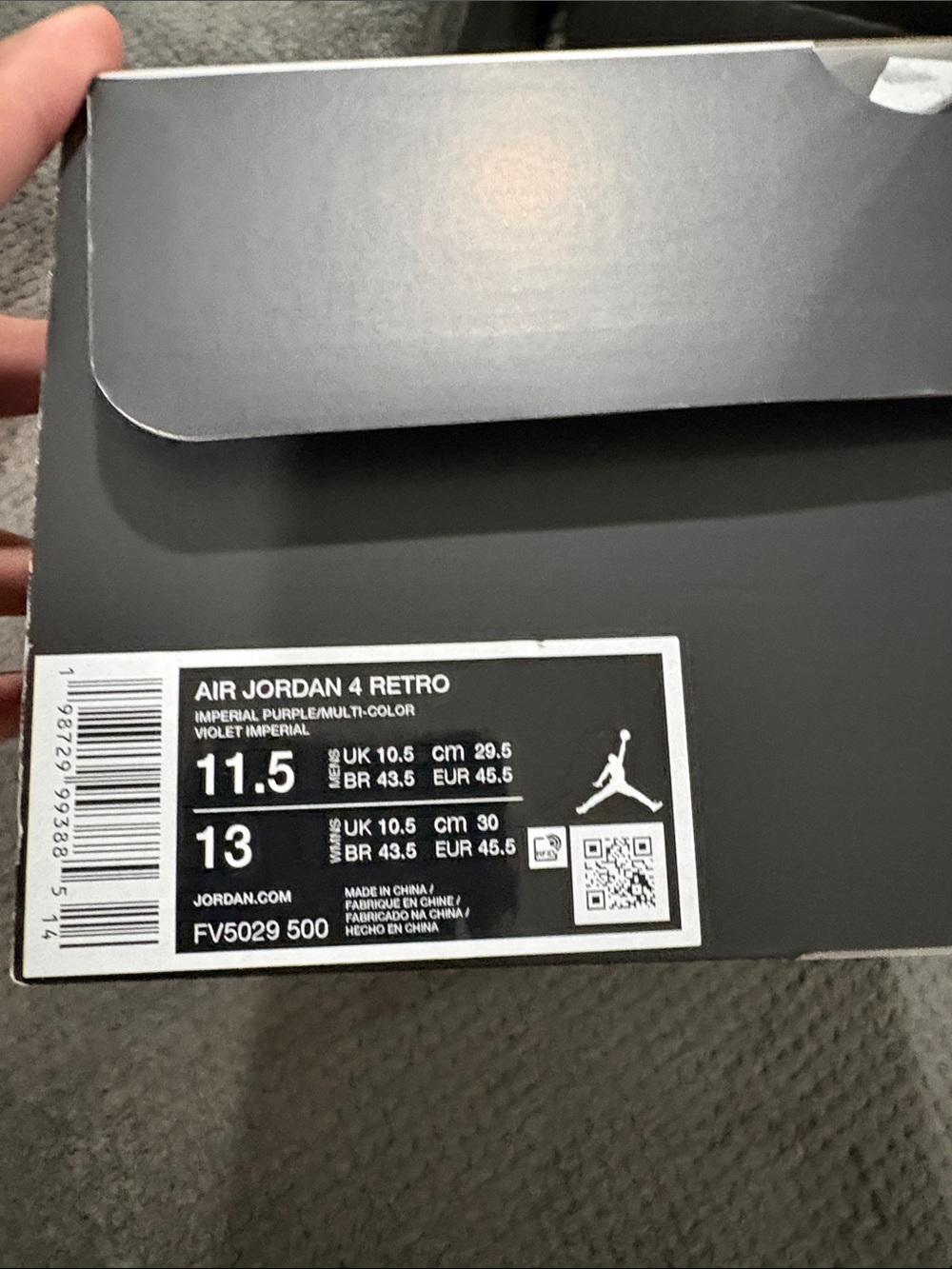 Jordan Air Jordan 4 Retro Black/Imperial Purple - Picture 2 of 9